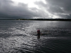 Training swim in the strait