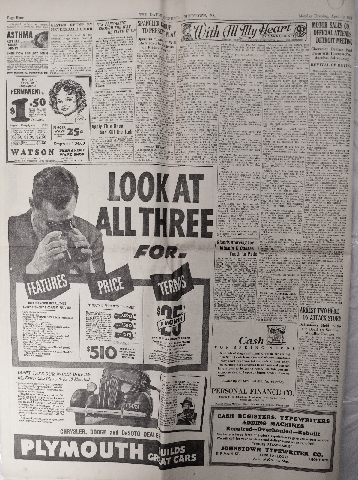 Old Johnstown Newspapers 13 April 1936 The Johnstown Tribune