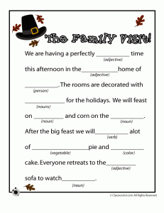 Funny Story Template Fill in the Blank Thanksgiving Mad Libs Printable My Sister s Suitcase 