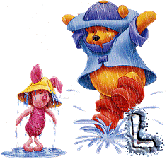 Abecedario Animado de Winnie the Pooh y Piglet Jugando Bajo la Lluvia.