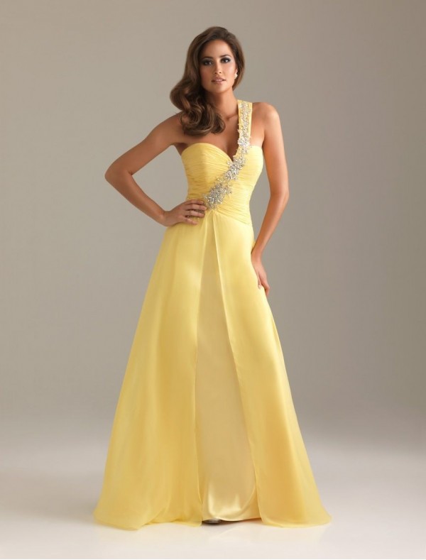 Raining Blossoms Prom Dresses Striking Yellow Prom Dresses
