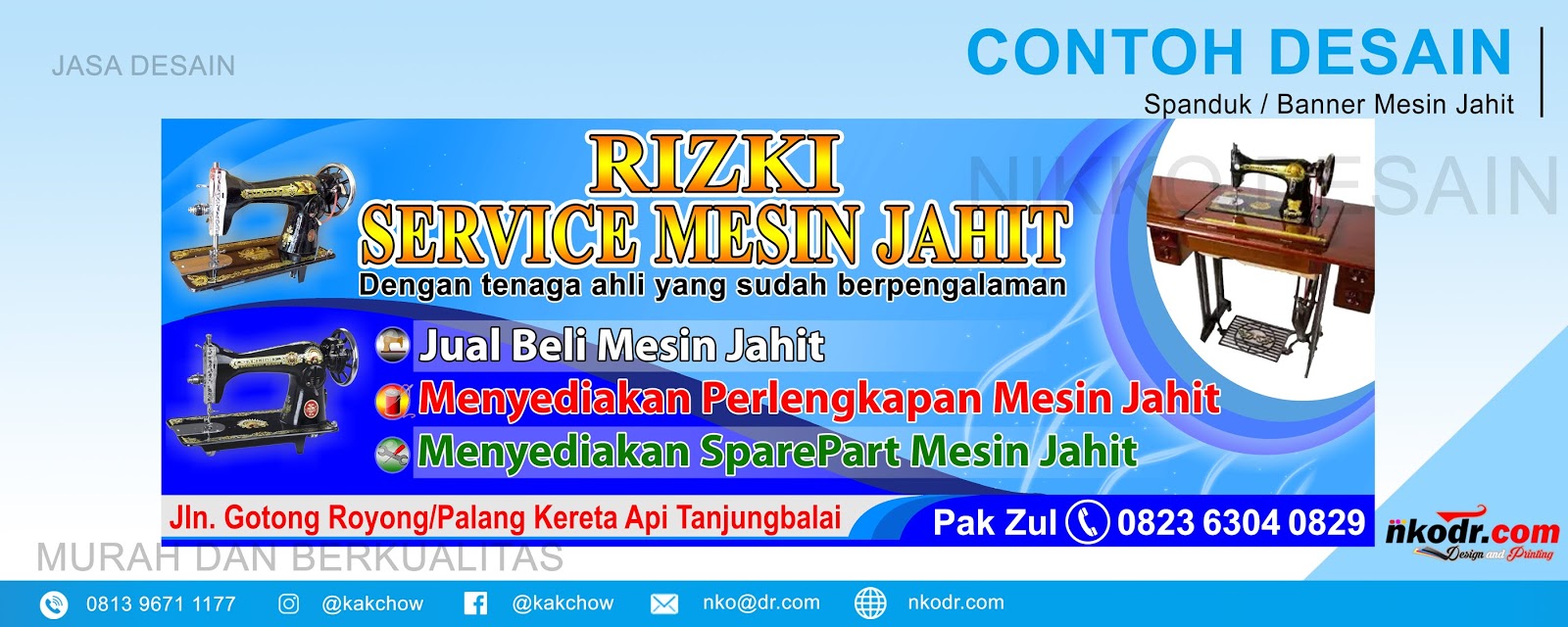 Contoh Desain Banner Neon Box Spanduk Usaha Mesin Jahit