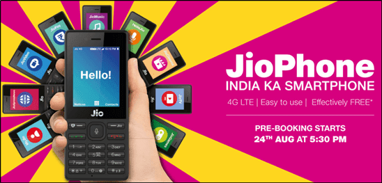 Jio 4G Smartphone Online booking