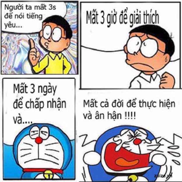 Ảnh Nobita buồn nhưng cười ra nước mắt