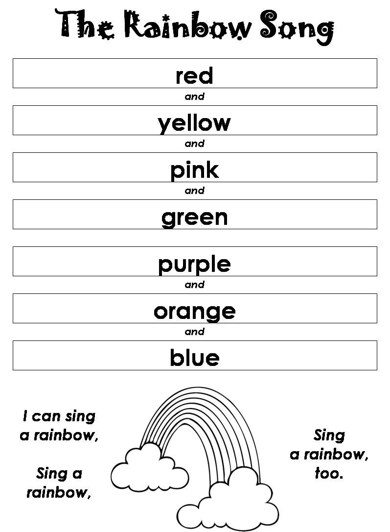 RainbowSongbw - Worksheet For Kindergarten