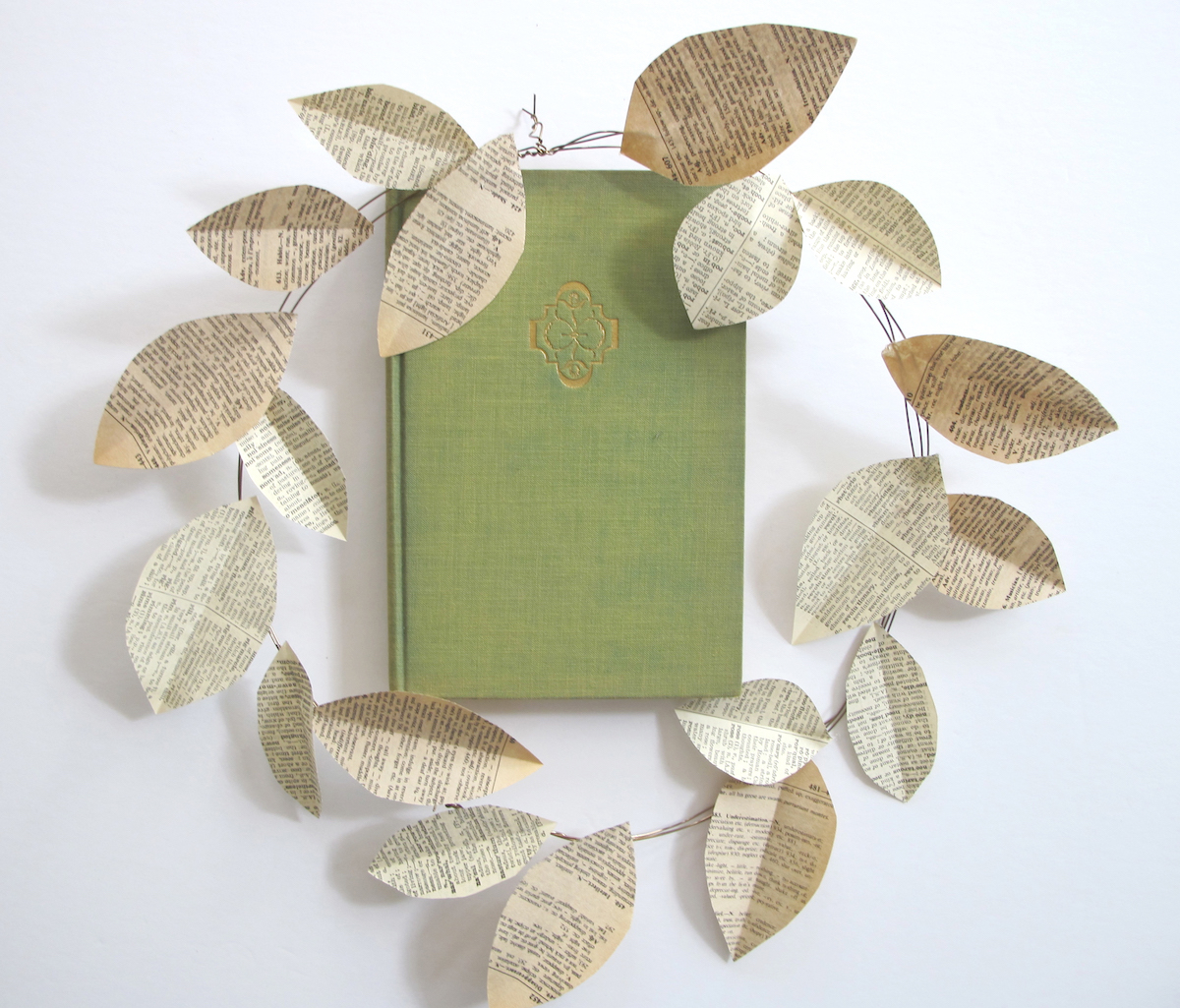 Create a fresh and modern DIY wreath using paper from old books Paper