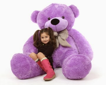 Life-size purple teddy bear