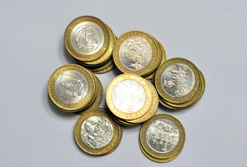 Юбилейные биметаллические монеты 10 рублей