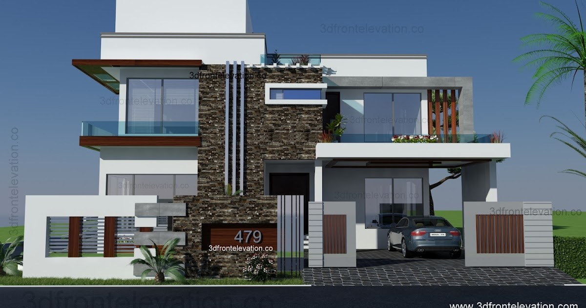 3D Front  Elevation  com 500 Square Yards House  Plan  3d 