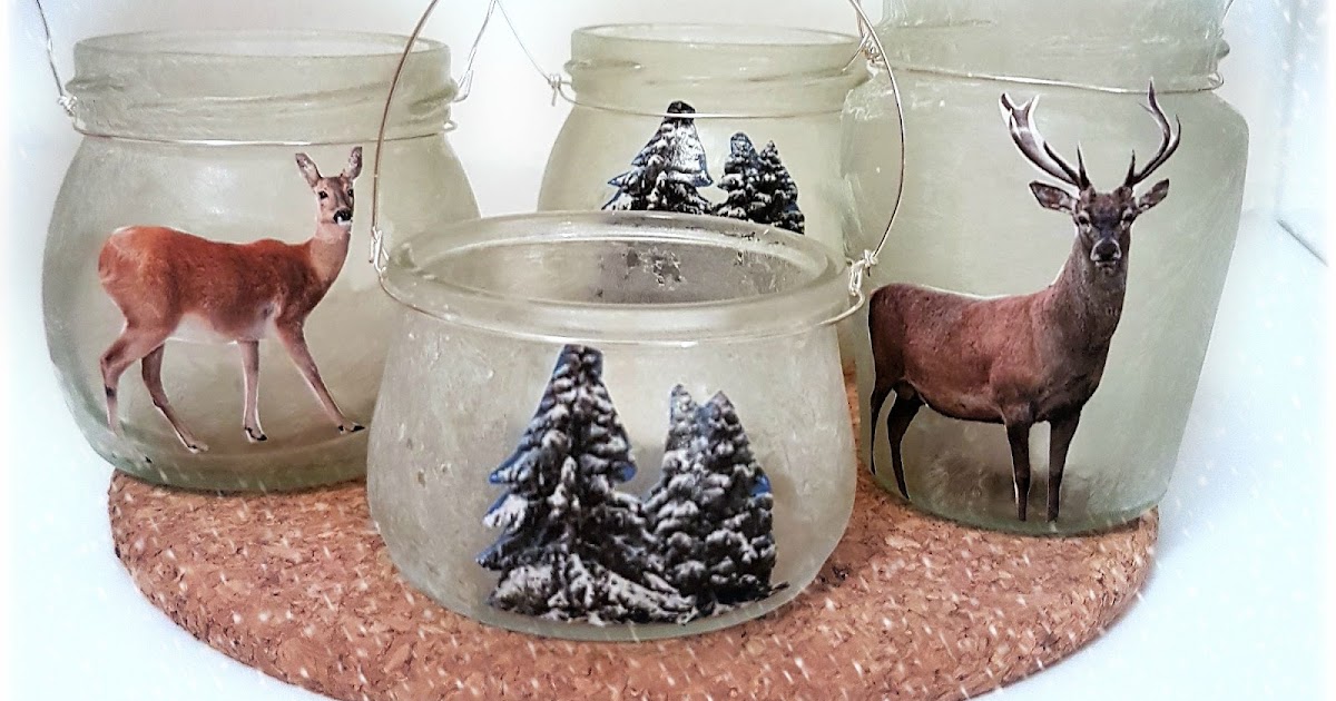 Ines Felix - Kreatives zum Nachmachen: Winterwindlicht mit Waldmotiven