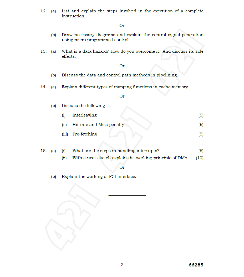 CS2253 Computer Organization and Architecture Nov Dec 2011 Question ...