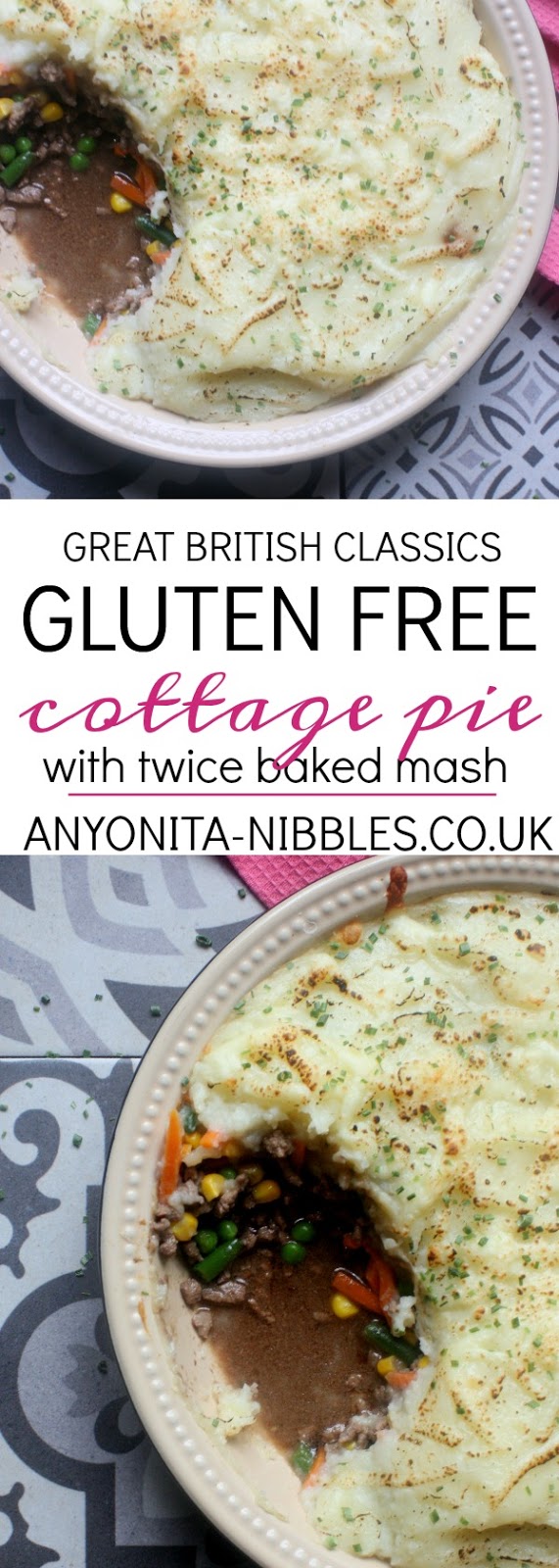 This classic gluten free shepherd's pie is bursting with seasonal vegetables, succulent steak mince and topped with luscious velvet twice-baked mashed potatoes!