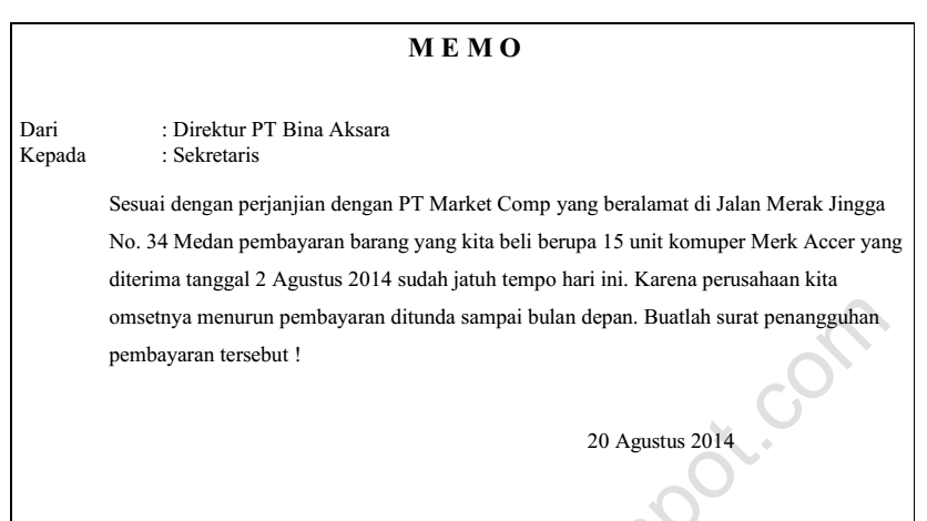Contoh Surat Memo Resmi Nusagates
