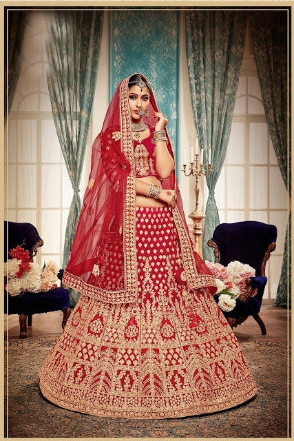 Pleasing Red Color Dulhan Lehenga With Price