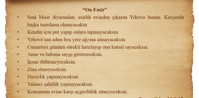 Hz.Musa (as)'a Gelen On Emir (On Emir Nedir)