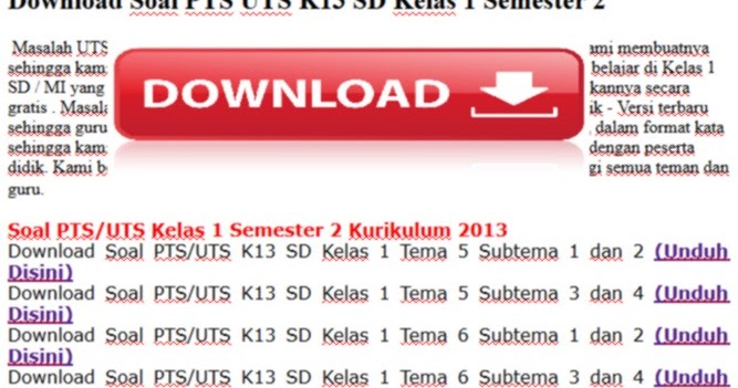 Soal Pts Uts K13 Sd Kelas 1 Semester 2 Guru Berbagi