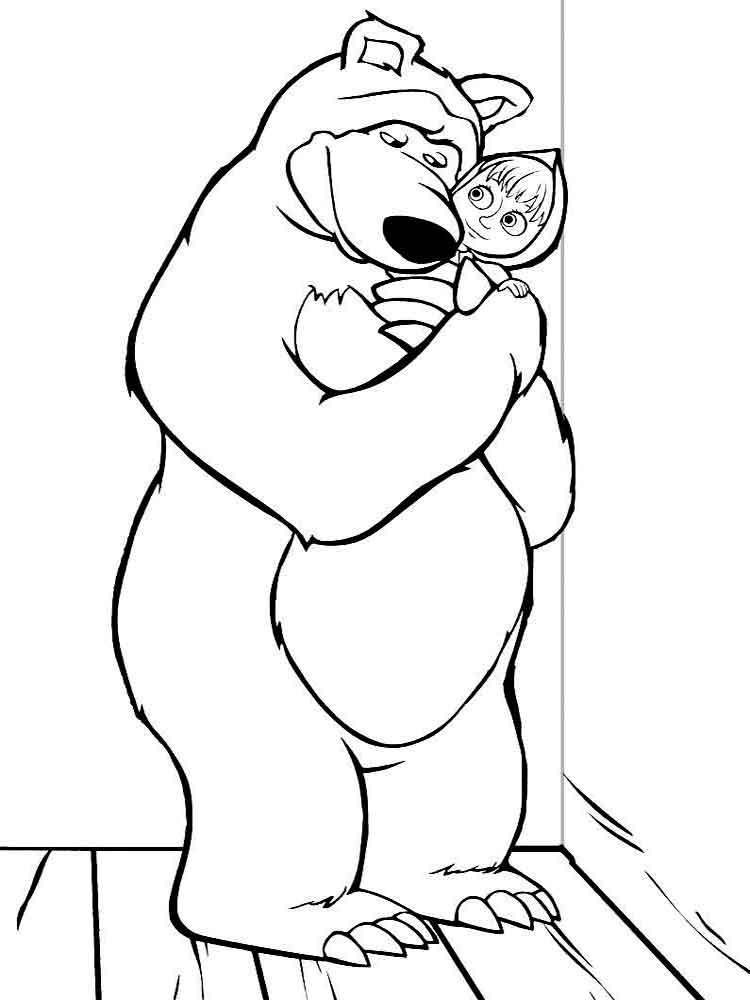 Aprende Brincando Desenhos da Masha e o Urso para Colorir