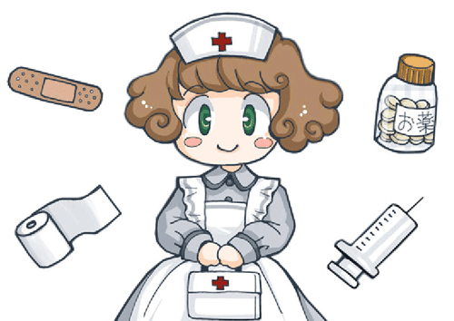 Dibujo de enfermera  y jeringa, esparadrapo para imprimir