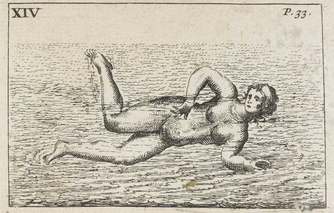 sketch of backstroke technique 1700s