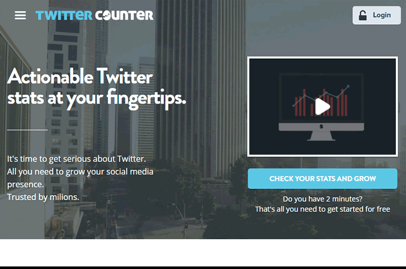 TwitterCounter offers the key features that will help you grow