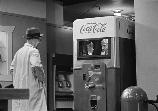 Vintage Photo Print Women's Fragrance Vending Machine 1950s 