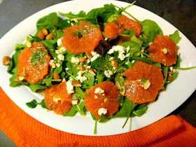 Orange Salad with Arugula and Spinach - Using fresh in season oranges!  Slice of Southern