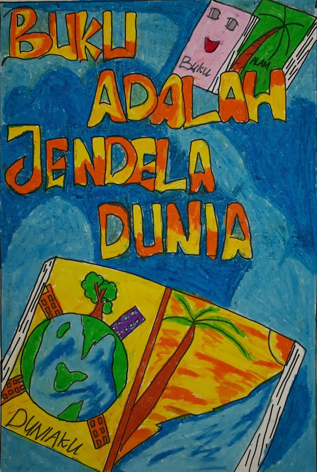 20 Contoh Gambar Poster Pendidikan untuk Anak SD dan SMP, Digambar dengan  krayon atau pastel - Ruslan Wahid