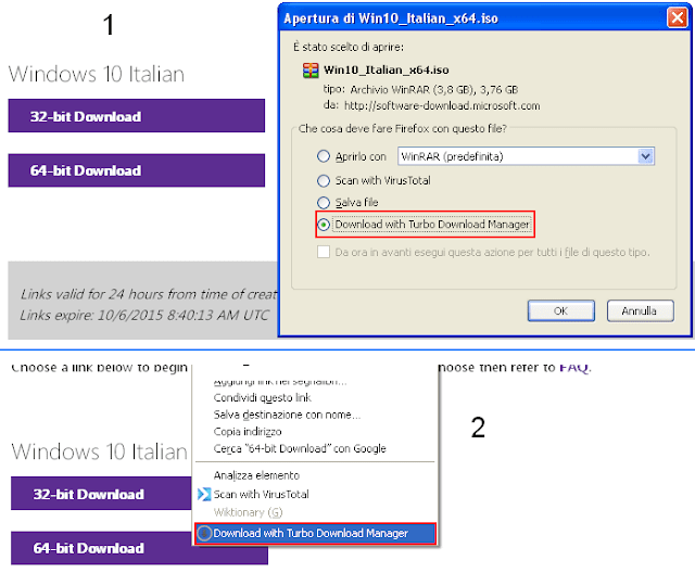 Modi di scaricare file con Turbo Download Manager addon Firefox