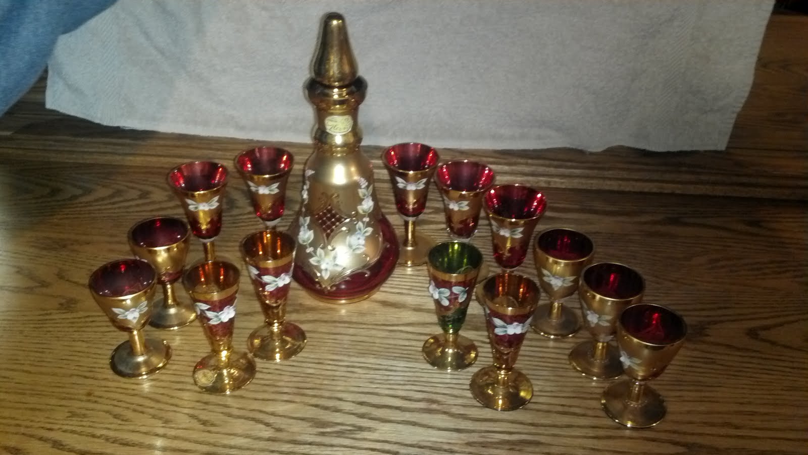 vintage bohemia crystal decanter set