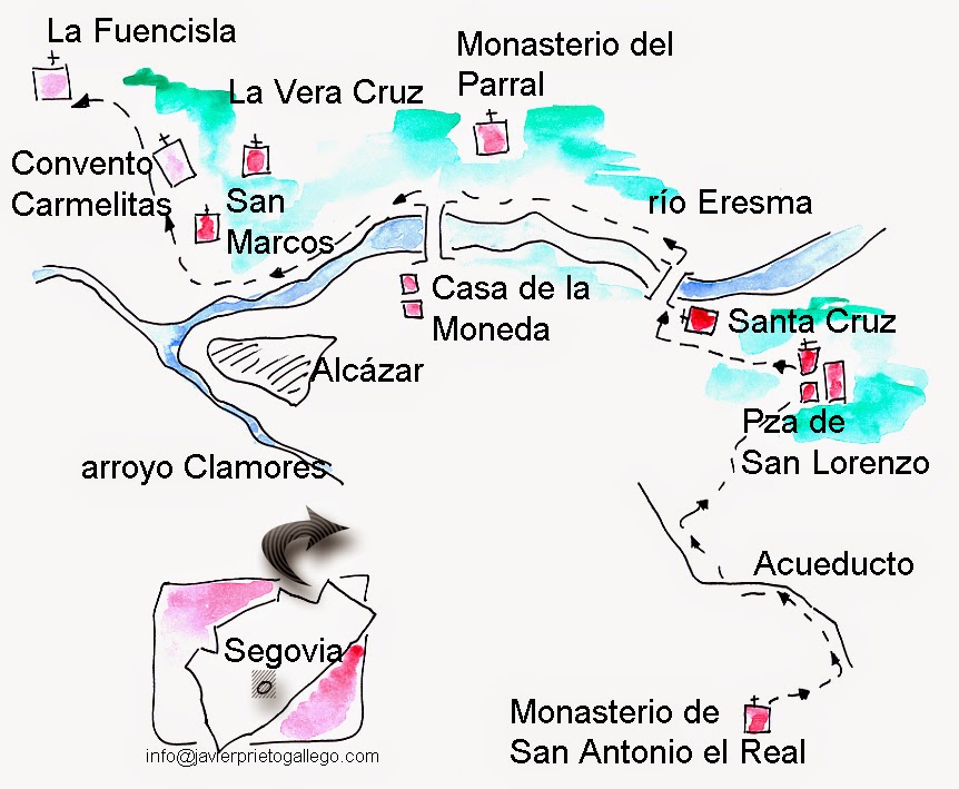 Croquis del paseo por la Segovia extramuros. © Javier Prieto Gallego