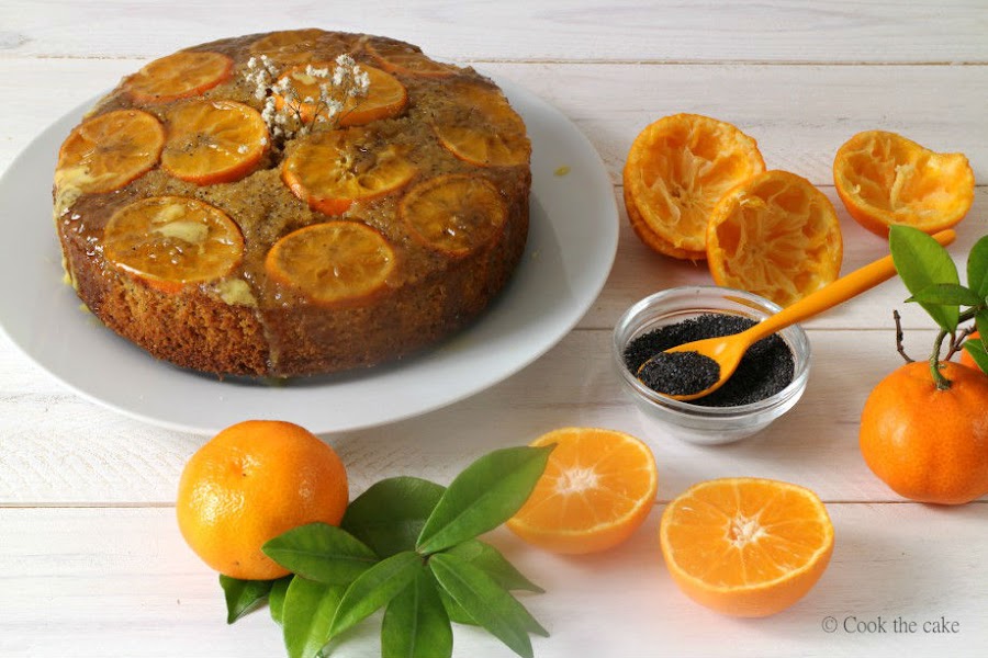 bizcocho invertido de mandarina, poppy seeds, tangerine upside down cake