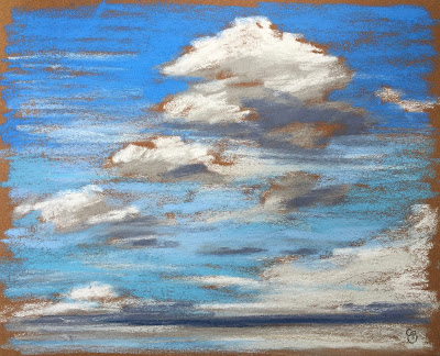 ‘Skies 1 & 2’ Pastel on paper, 10×15″ & 8×10″