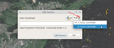 QGIS Lat Lon Tools Add Features X Y  order