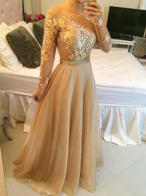 A-LINE SCOOP FLOOR LENGTH ORGANZA PROM DRESS