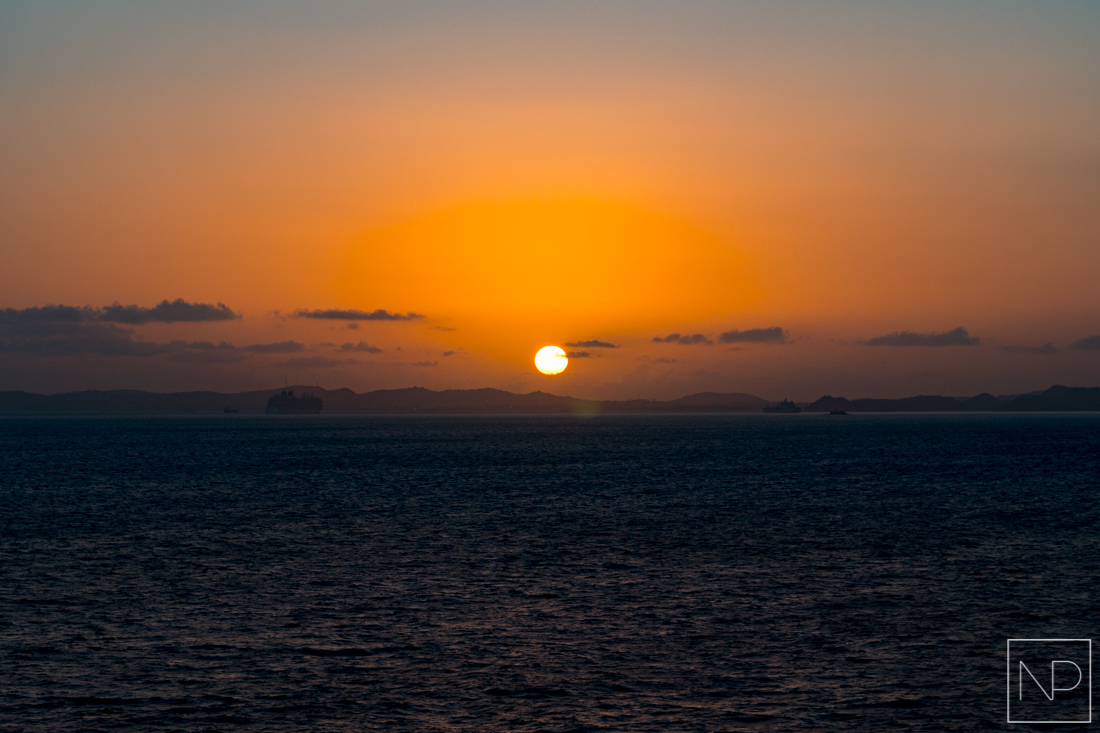 Britannia sailing in to the Caribbean sunset
