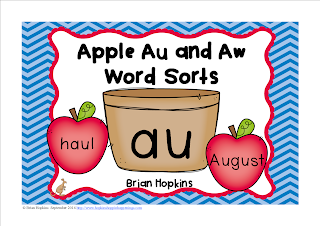 FREEBIE Apples Aw/Au Word Sort