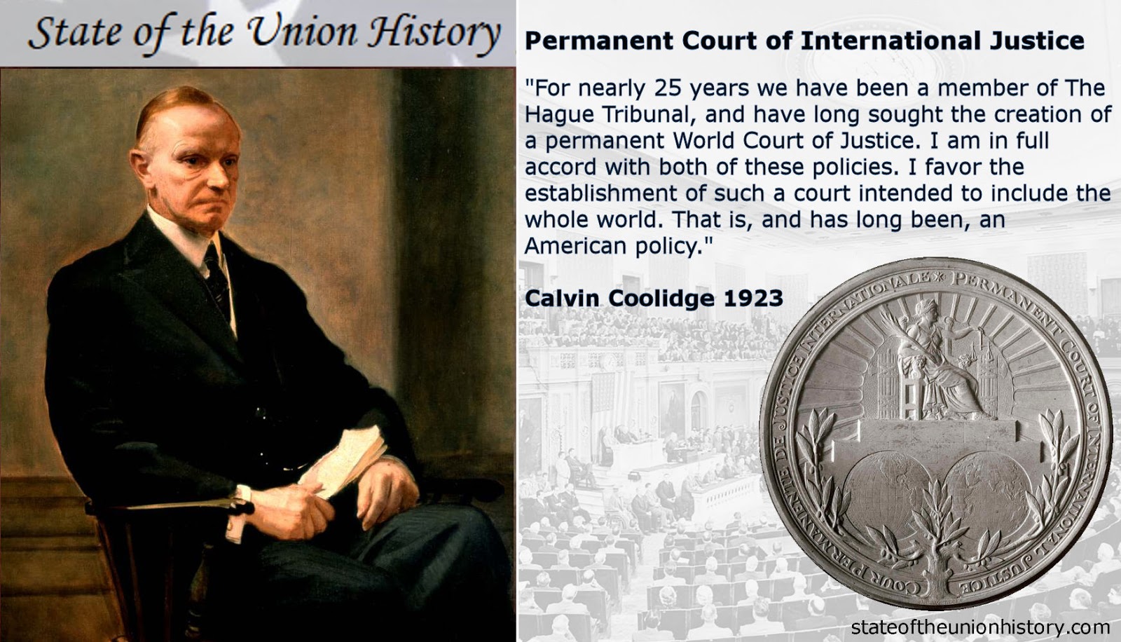 1923 Calvin Coolidge - Permanent Court of International Justice | State of the Union History