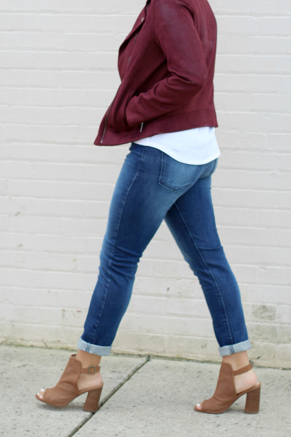 mott & bow, how to style boyfriend jeans, how to style a moto jacket, style on a budget, north carolina blogger
