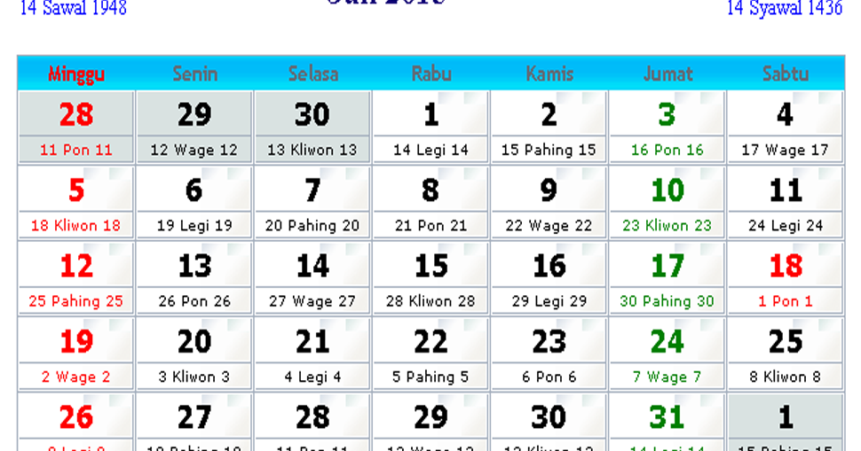 45+ Kalender 2020 Hitungan Jawa