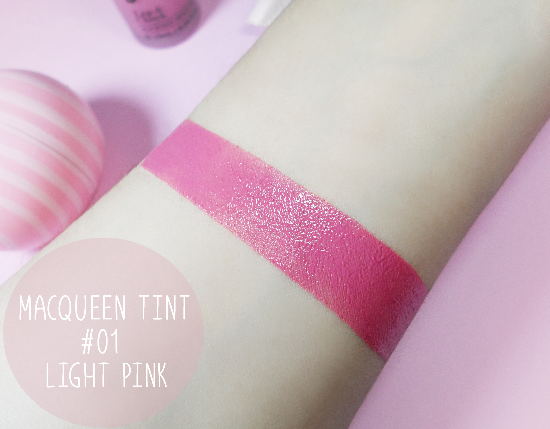 lipstick swatch of the lip and cheek MacQueen tint on a ligth skin