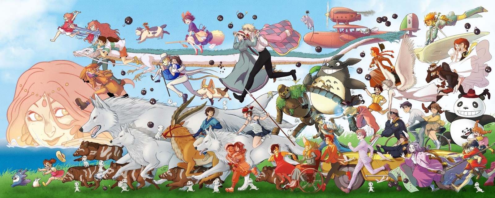 空中庭園と幻の飛行船 ジブリキャラ 宮崎 高畑アニメのメインキャラが勢揃い 圧巻の ジブリパレード 画像
