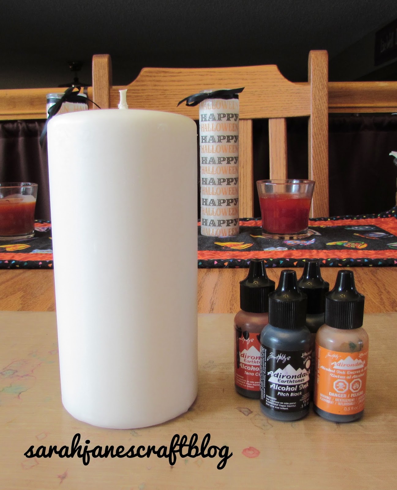 Sarah Jane's Craft Blog Dripped Alcohol Ink Halloween Candle