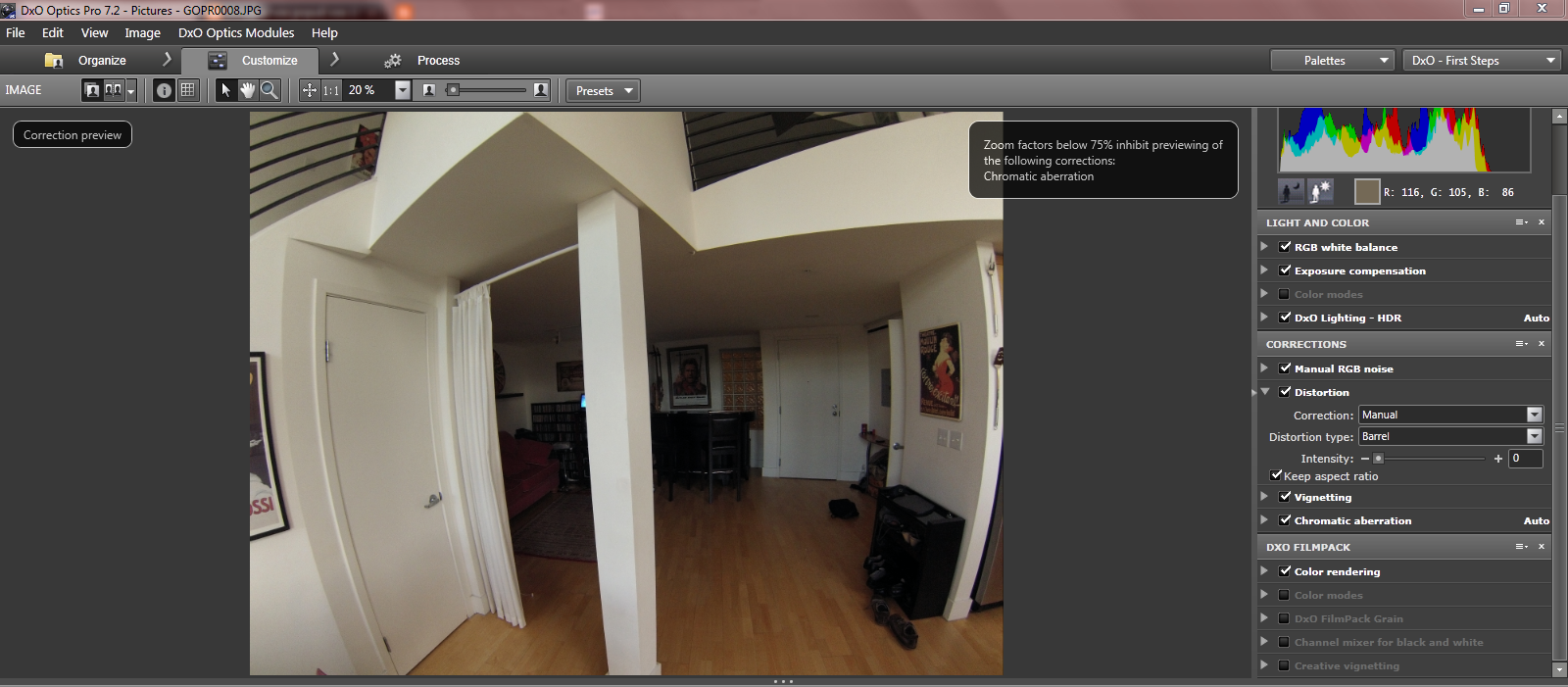 vox populi vox dei Lens correction for GoPro HD 3 Silver Edition using DXO Optics Pro 7 and greater