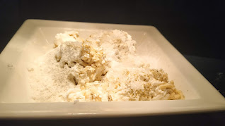 Mixing Mawa paneer Corn flour Maida cardamom powder for Kala Jamun recipe