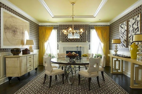 Dining room in black and yellow