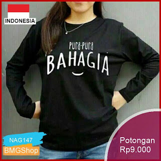NAG147 Kaos Wanita Xl Hokky Joy Pura Pura Bahagia Bmgshop