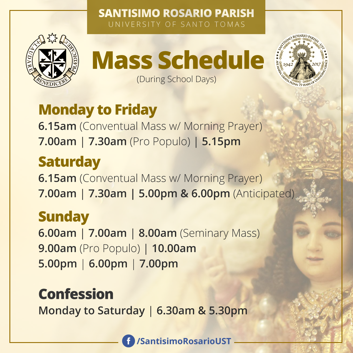 Mass Schedule Santísimo Rosario ParishUST