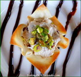 Cannoli Wontons, all the delicious flavors of a cannoli in an oven baked, sugared wonton shell. | Recipe developed by www.BakingInATornado.com | #recipe #dessert