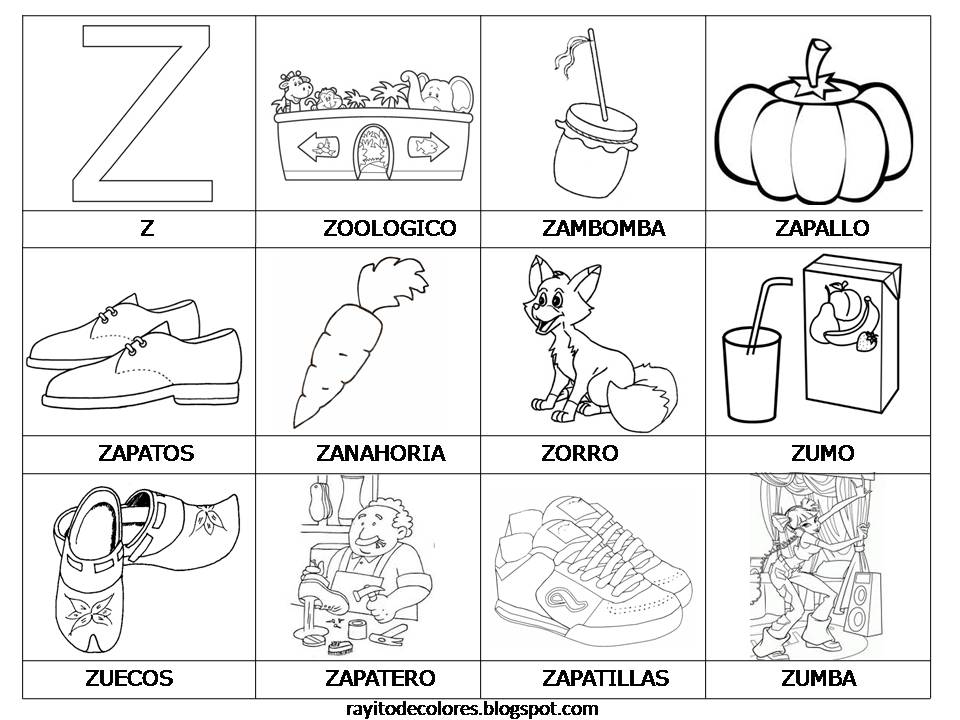 Rayito de Colores: Alfabeto en palabras de la A a la Z