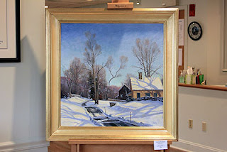 Oil Painting Winter Scene Woodbury Connecticut Tom Adkins